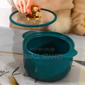 3pcs Dark Green Teal Ceramic Serving Bowls, Green