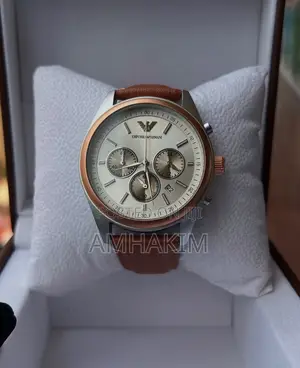 Classic Emporia Armani Chronograph Leather Strap in Stock