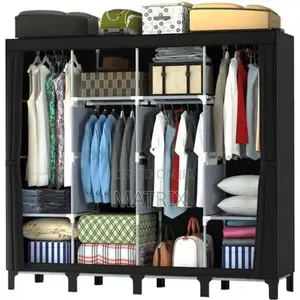 Foldable 4 Columns Clothes Bags Fabric Steel Frame Wadrobe