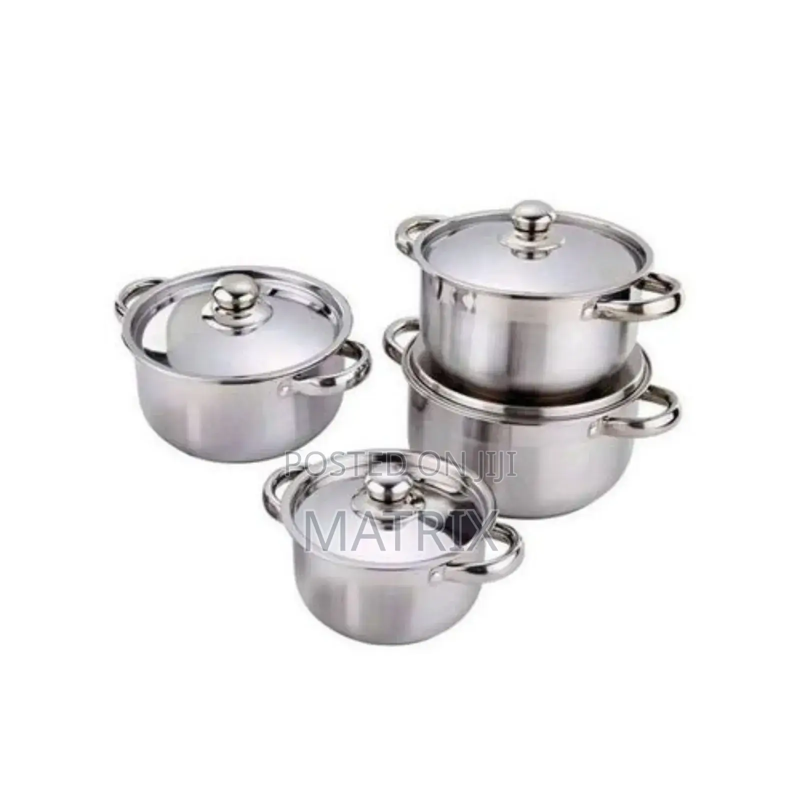 4 Pieces Stainless Steel Saucepans Cookware Pots 4 Lids