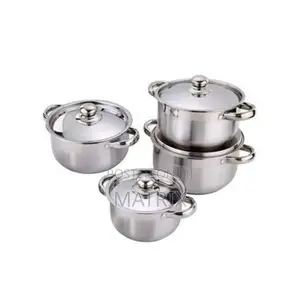 4 Pieces Stainless Steel Saucepans Cookware Pots 4 Lids