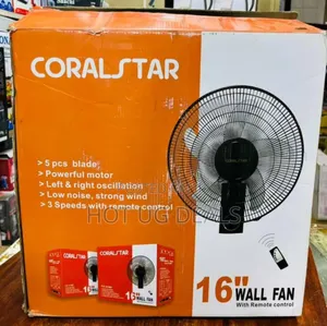 16" Wall Quiet Fan With Remote 5 Blade Wing Black