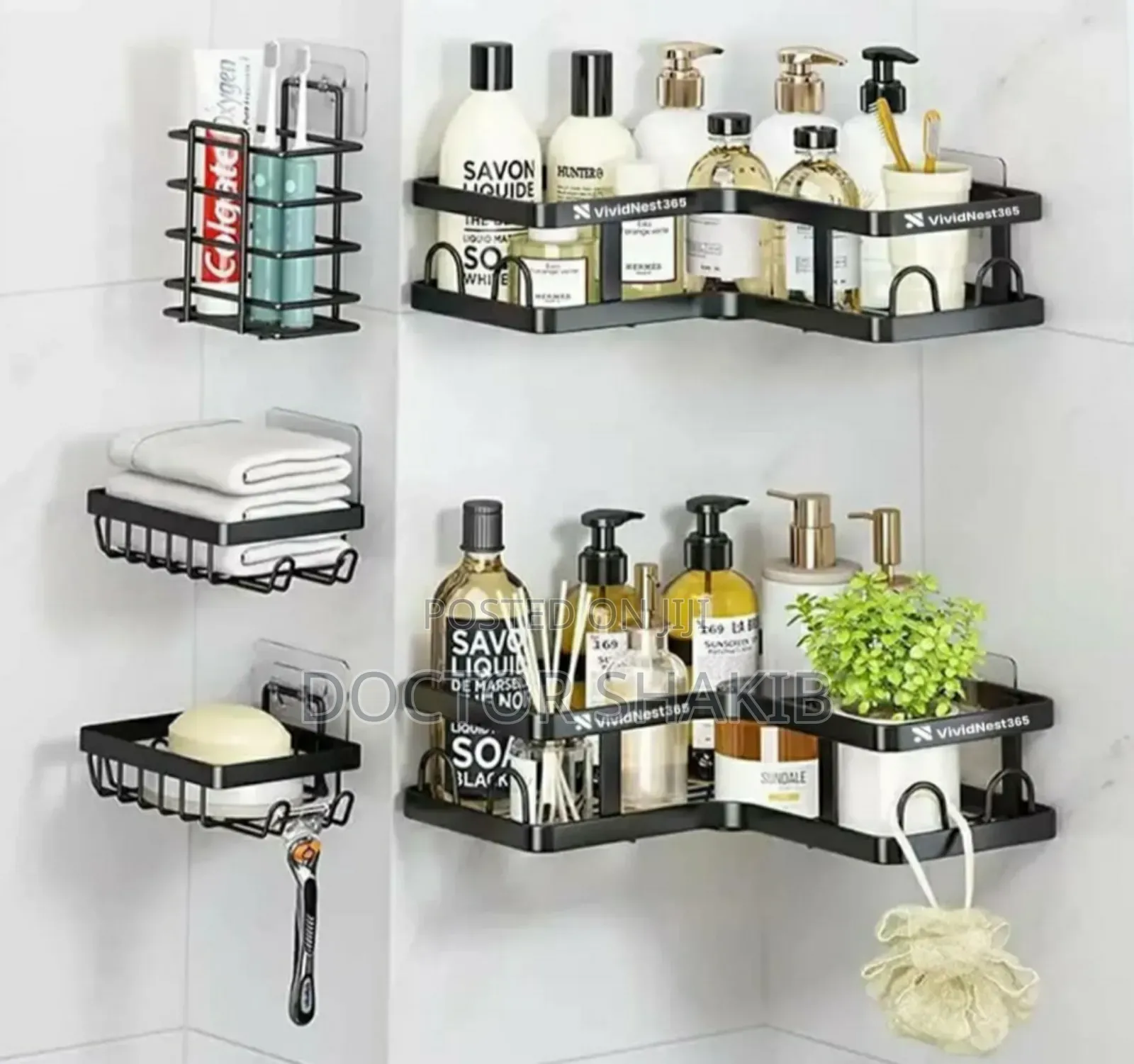 Luxurious Metallic Mounted Bathroom Shelf Rack