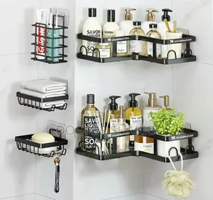 Luxurious Metallic Mounted Bathroom Shelf Rack