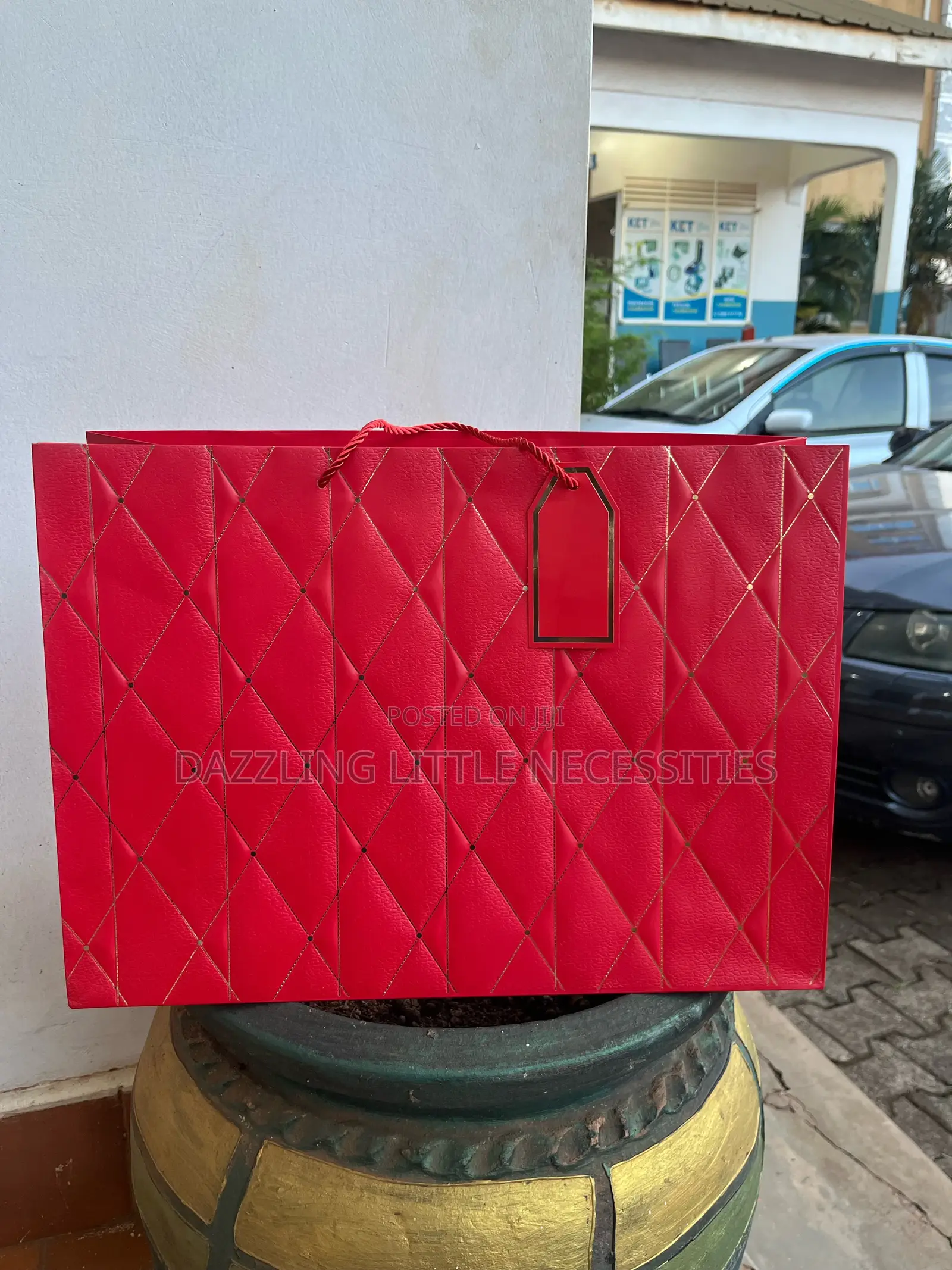 Crimson Gift Bag With Message Tag - Red
