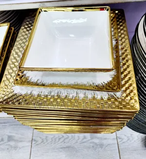 Square Dinner Set White and Gold
