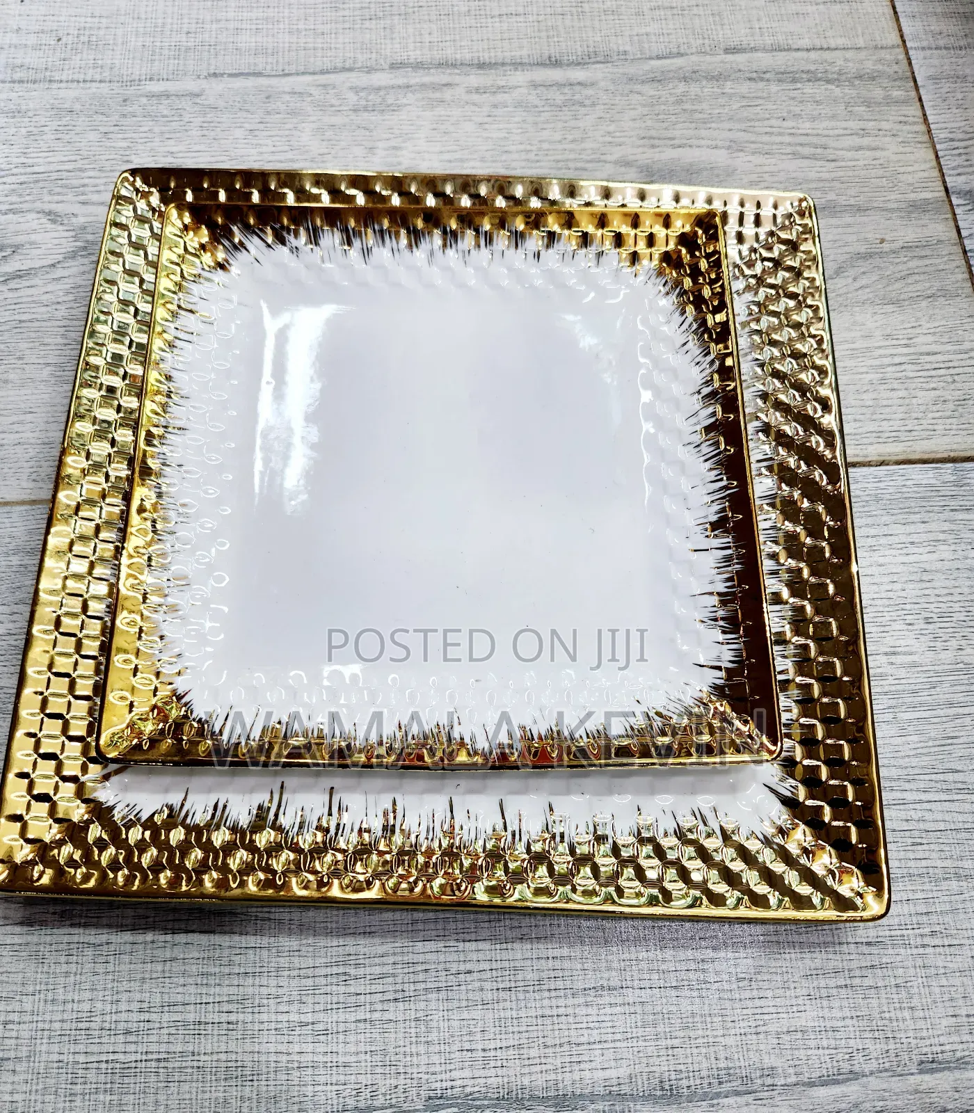 Square Dinner Set White and Gold