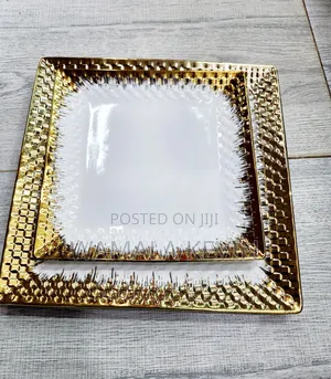 Square Dinner Set White and Gold