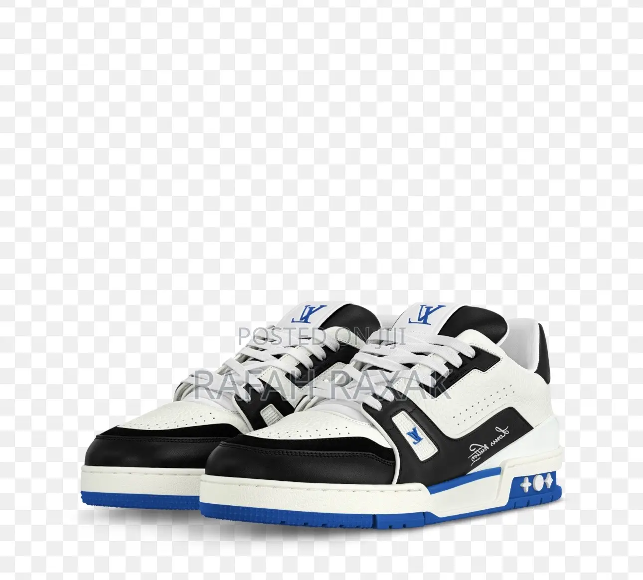 Original White/Black/Blue Louis Vuitton Lv Trainer Sneakers