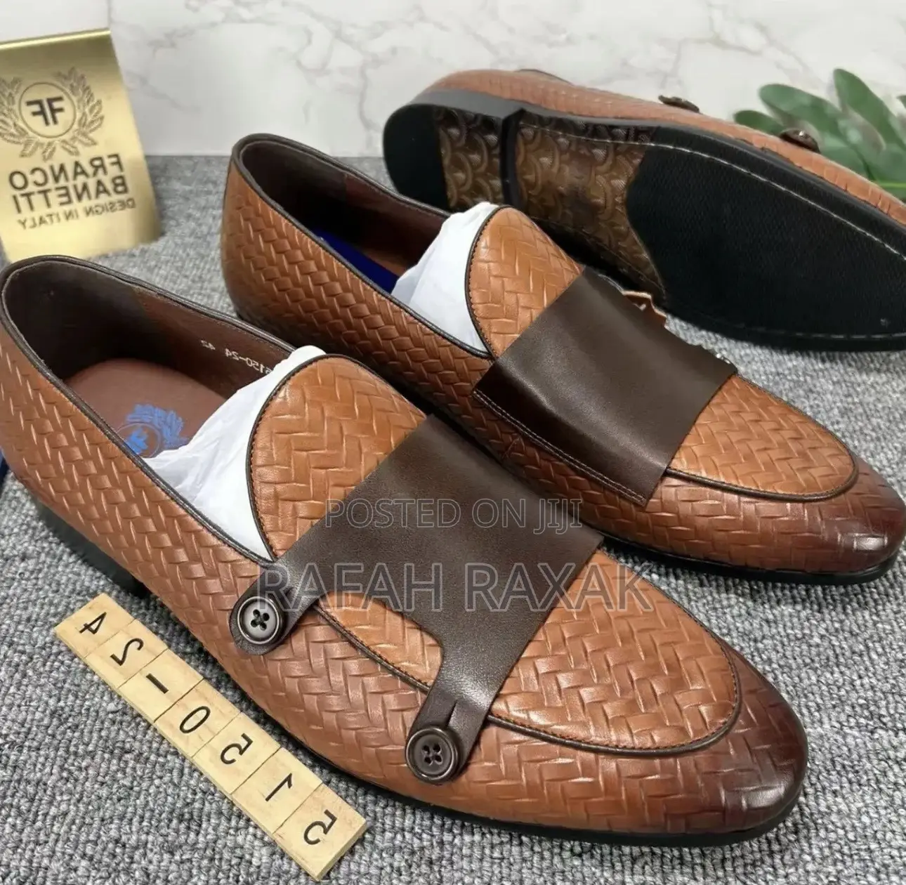 Original Brown Franco Banetti Double Strap Button Loafers