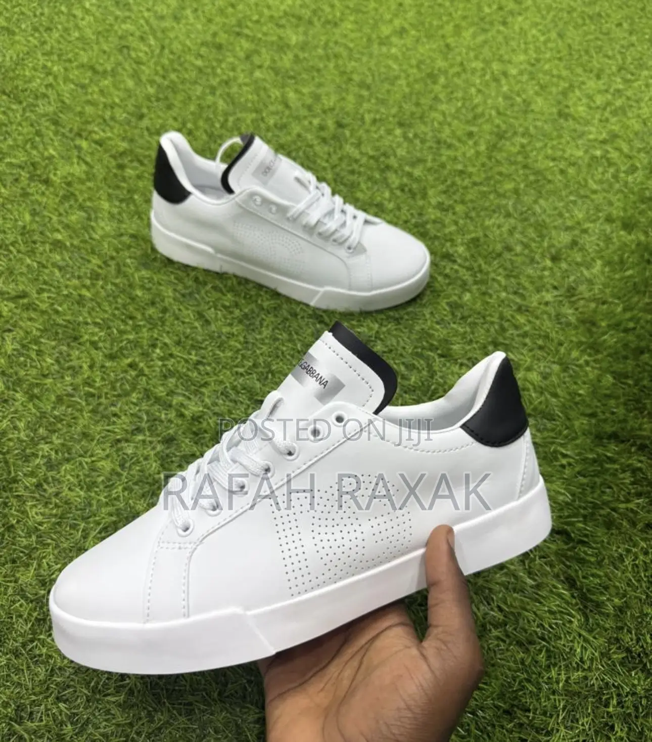 Classic White/Black Dolce Gabbana Calfskin Leather Sneakers