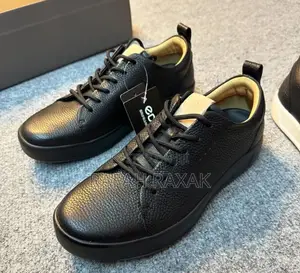 Men’S Triple Black Ecco Smart Casual Genuine Leather Sneaker