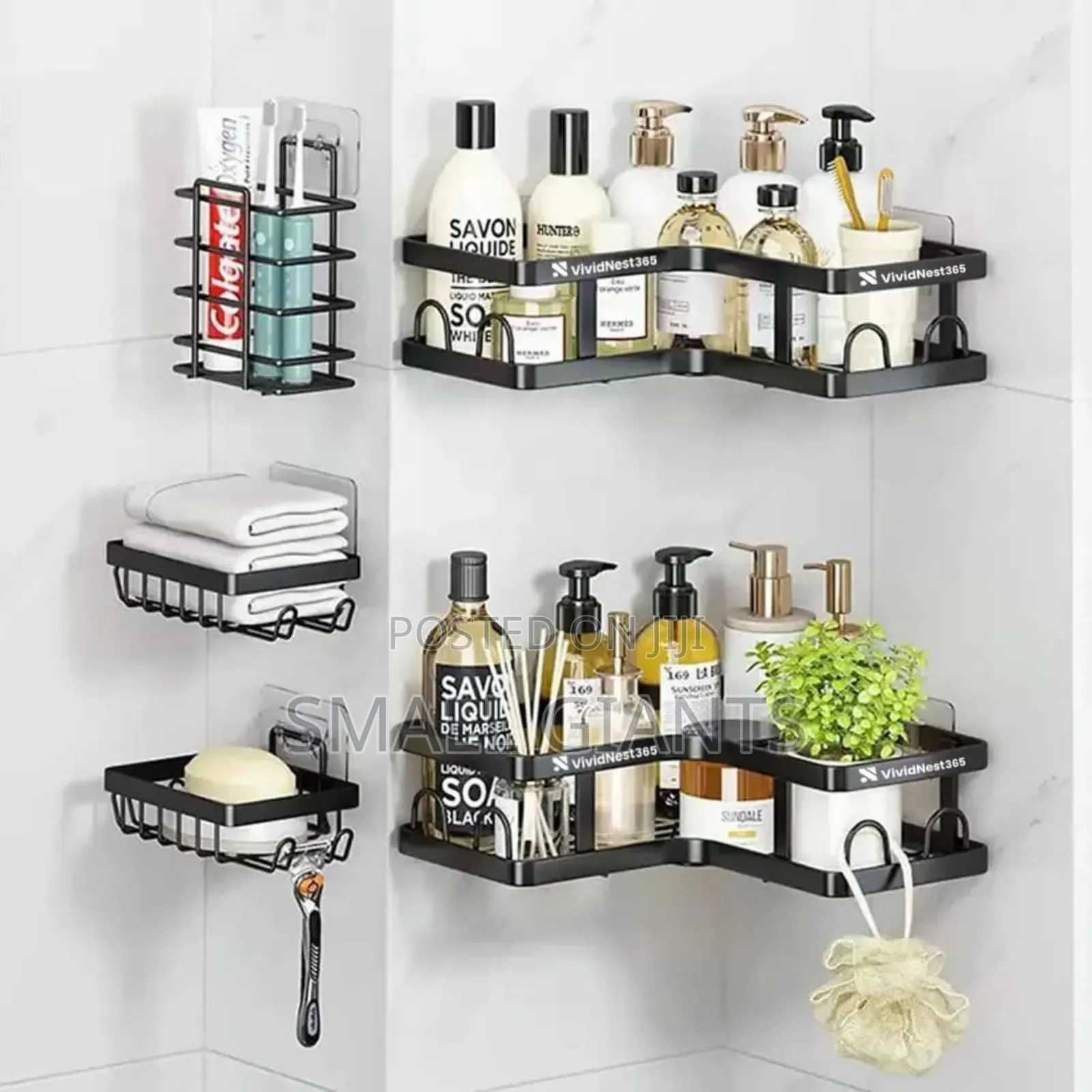 (5) - Piece No Drill Wall Shower Caddy Bathroom Organizer