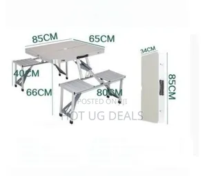 Foldable Camping Table  Tea Table With 4 Chairs Bench Seats