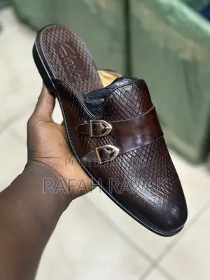 Men’S Luxury Brown Clarks Mules Half Leather Shoes