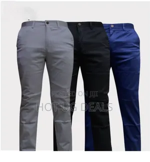 Pack Of 3 Men's Kaki Trousers - Grey, Black, Blue