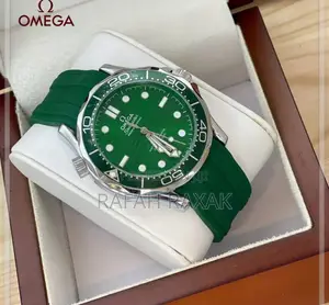 Men’S Classic Omega Seamaster Green Dial Rubber Watch