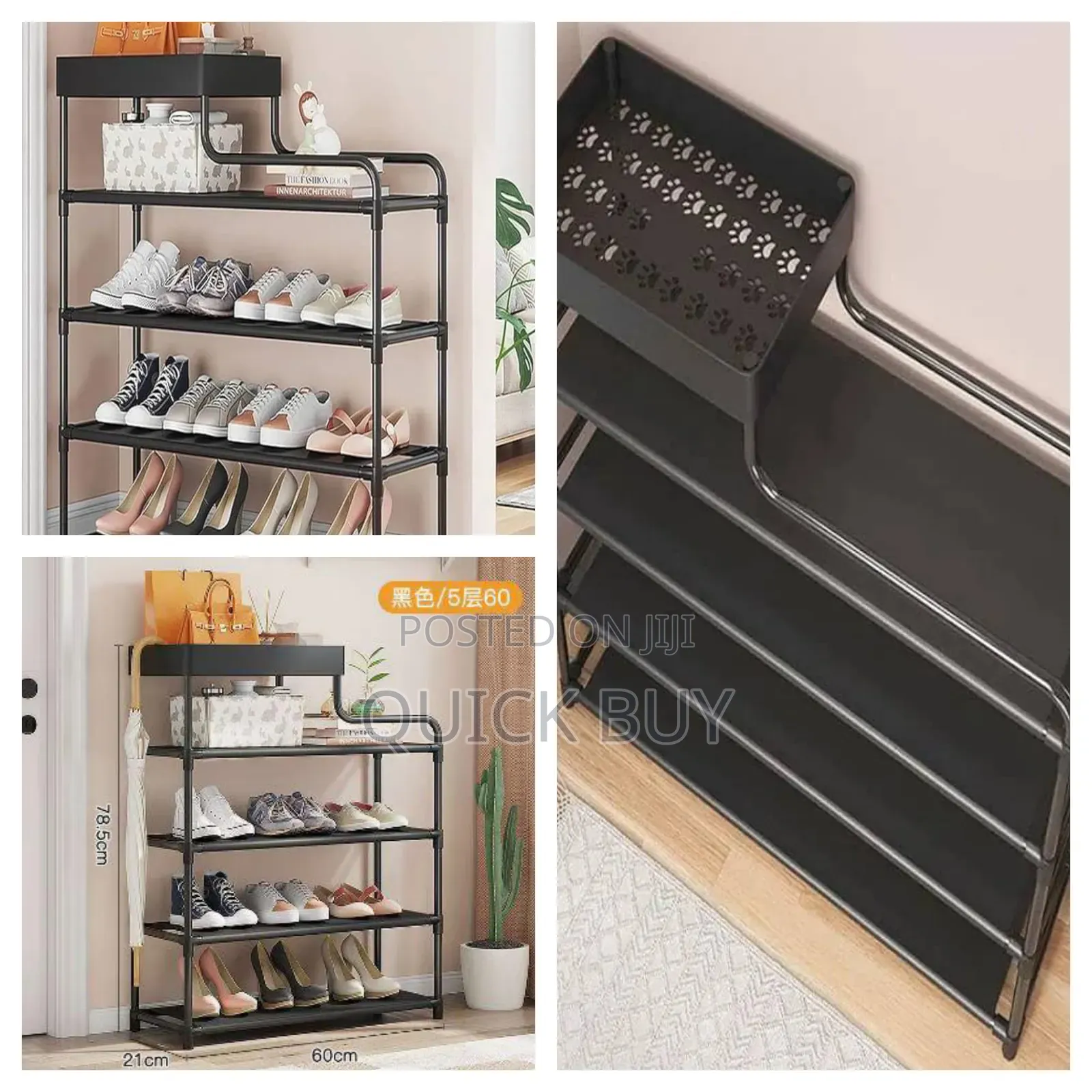 New 5layers Black Multifunction Shoe Rack