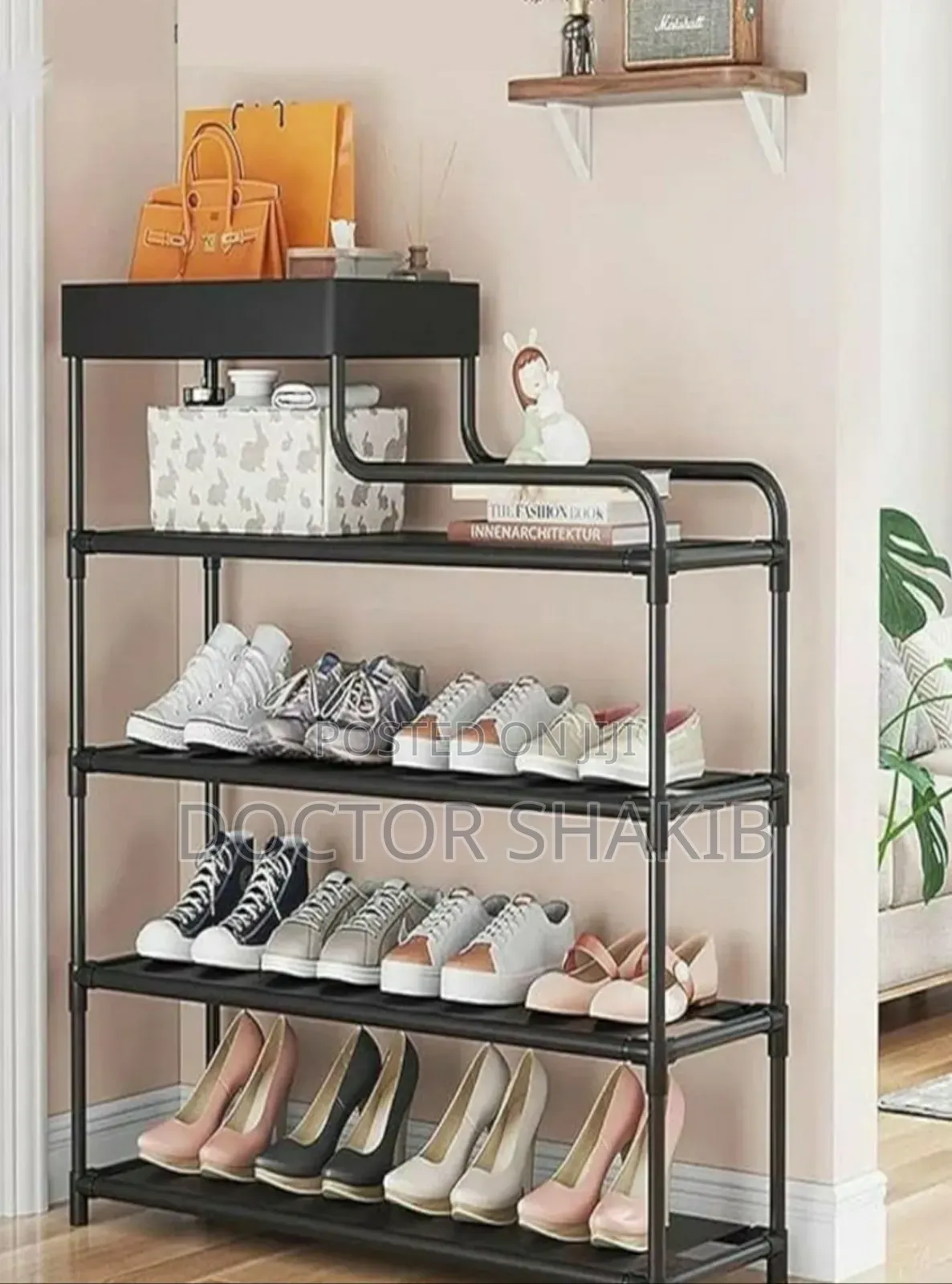 New 5layers Black Multifunction Shoe Rack