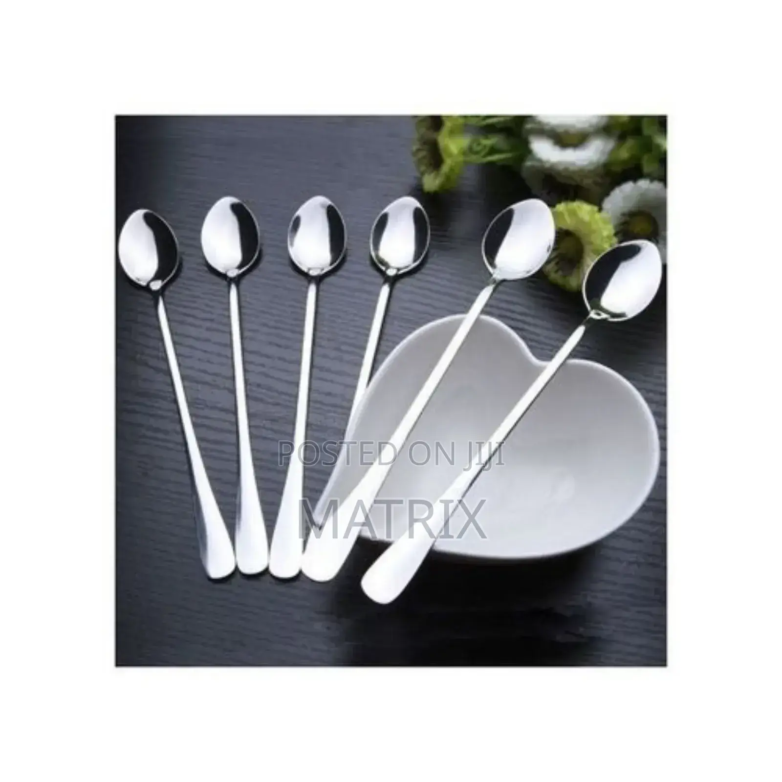 6 PCS Long Tea Spoons - Silver