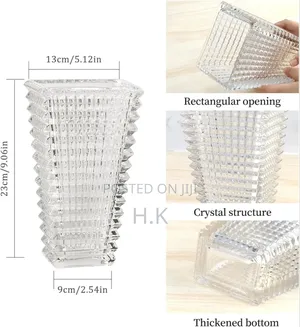 Clear Crystal Vase Ribbed Glass Vase for Flowers