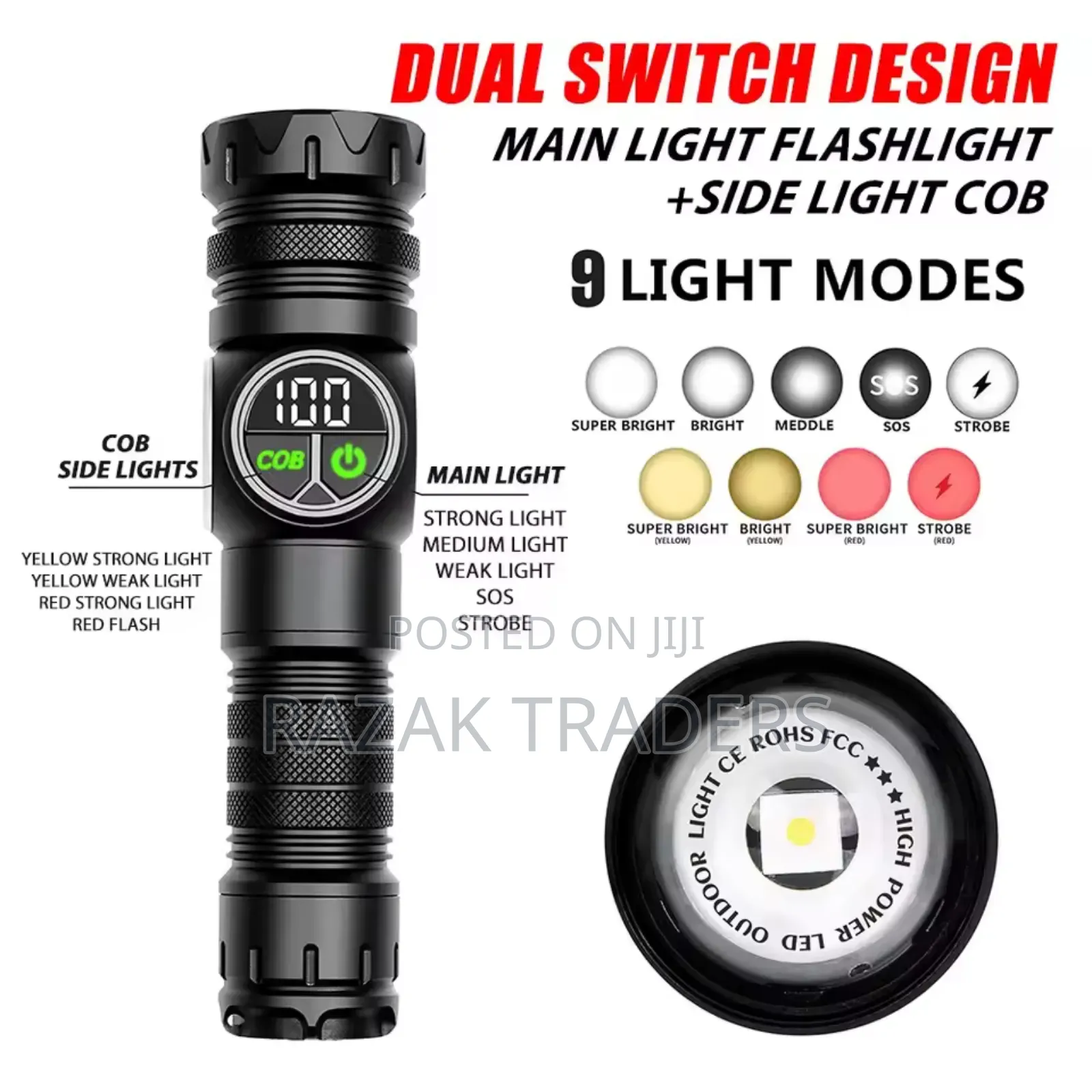 High Power Tactical Rechargeable Led Flashlight Long Range