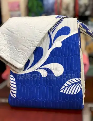 Bedspread Blue With Flowers Cotton