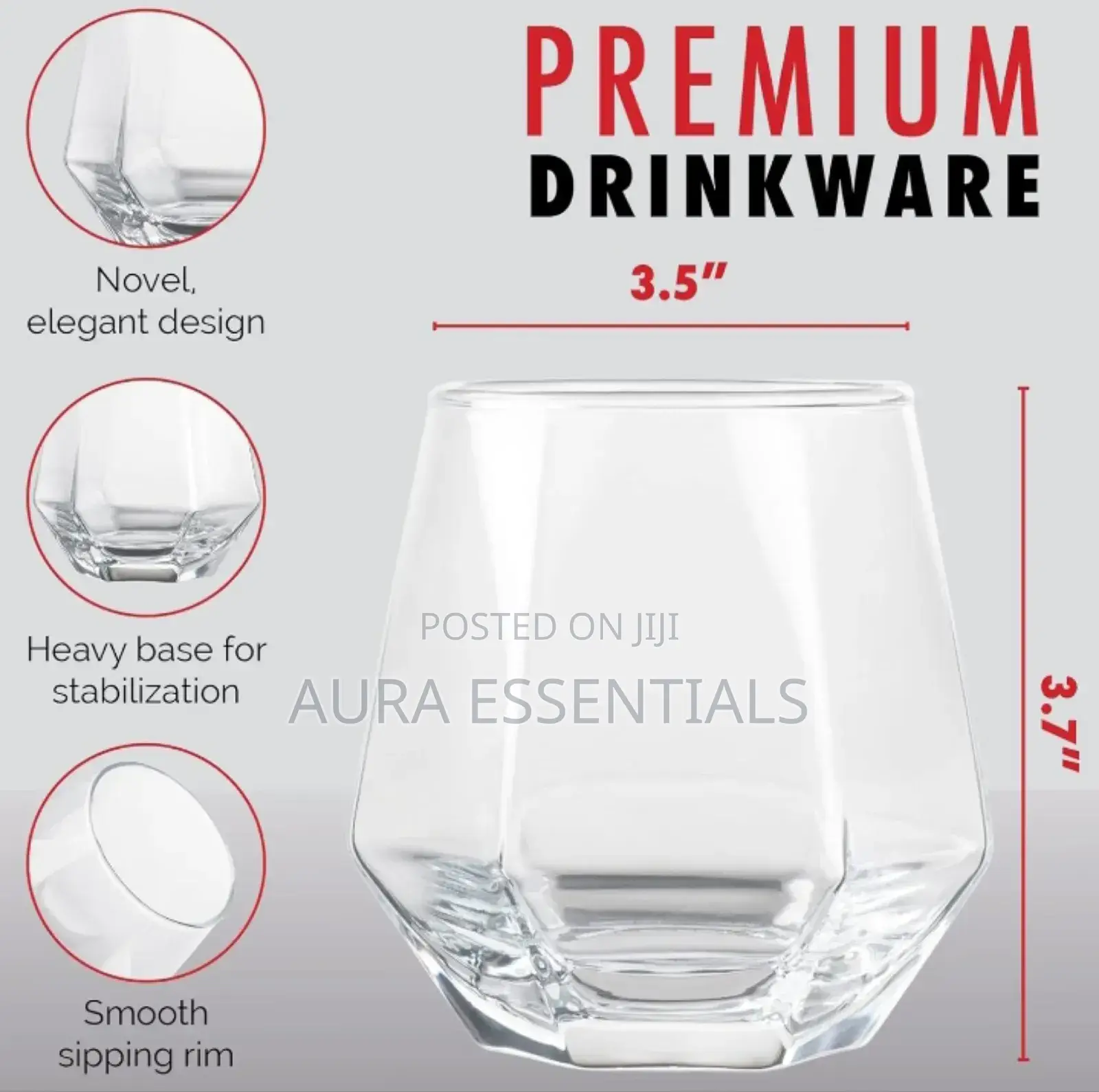6pcs 310ml Diamond Whiskey Glasses