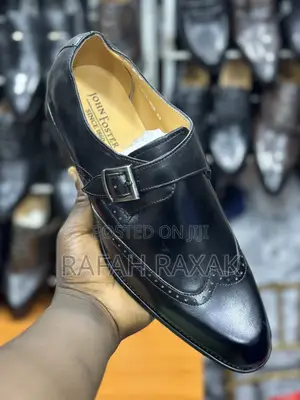 Original Black John Foster Oxford Wingtip Monk Strap Shoes