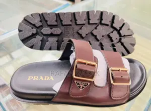 Original Men’S Brown Double Strap Prada Leather Sandals