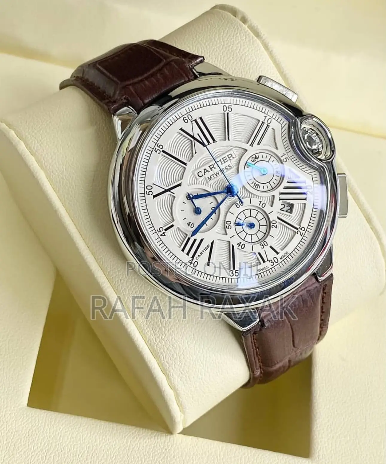 Men’S Cartier Swiss Made Brown Leather Watch