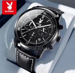 Original Men’S Play Boy Black Leather Watch