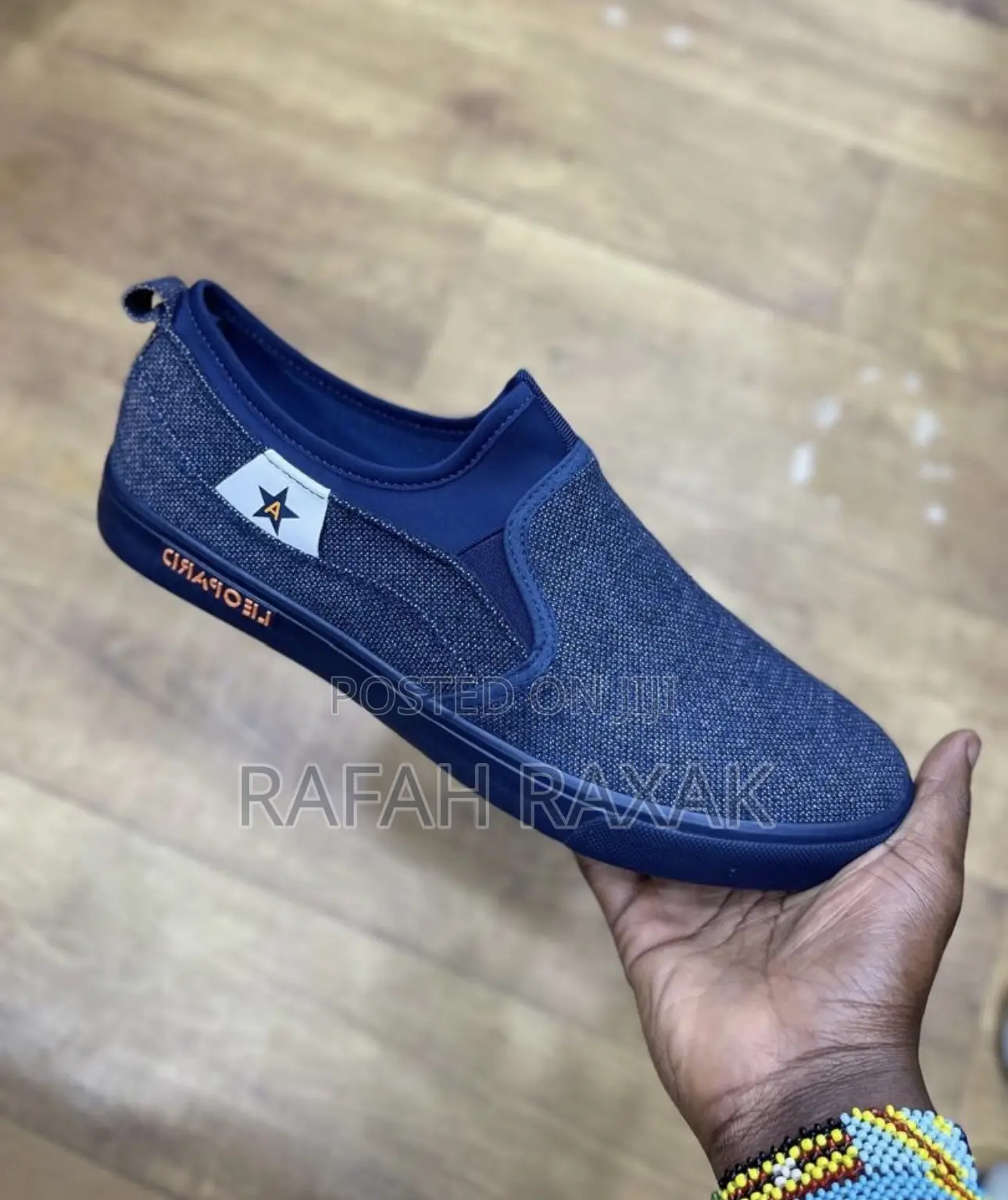 Men’S Blue/Grey Leopard Casual Easy Shoe