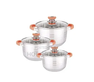 6pcs  Stainless Steel Cookware Set With Glass Lids