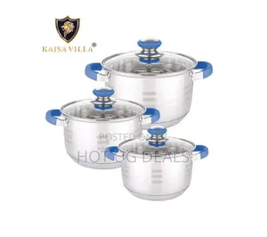 6pcs  Stainless Steel Cookware Set With Glass Lids