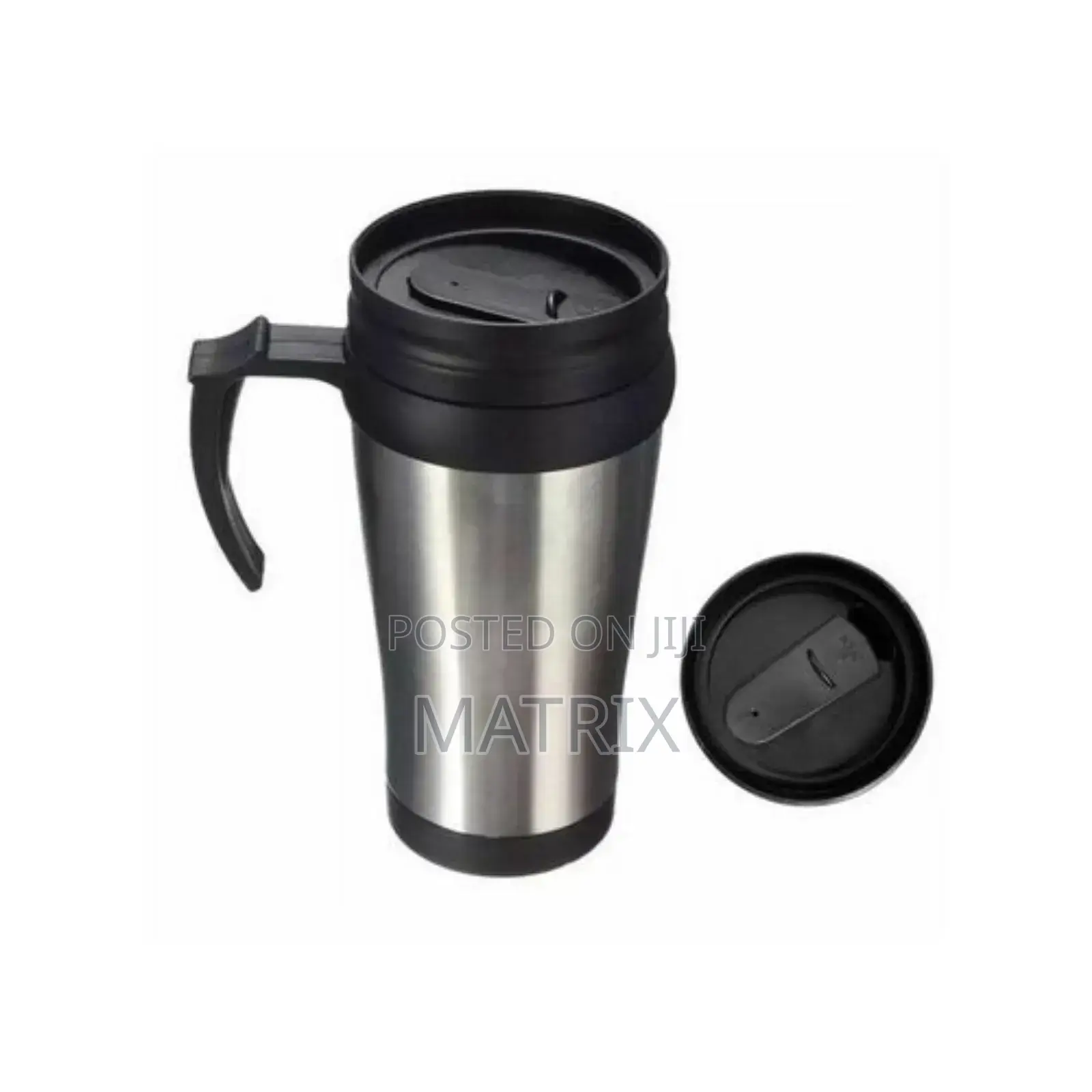 Stainless Steel Travel Car Mug With Handle - Silver
