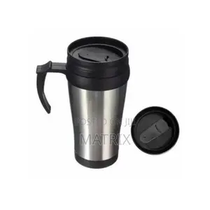Stainless Steel Travel Car Mug With Handle - Silver
