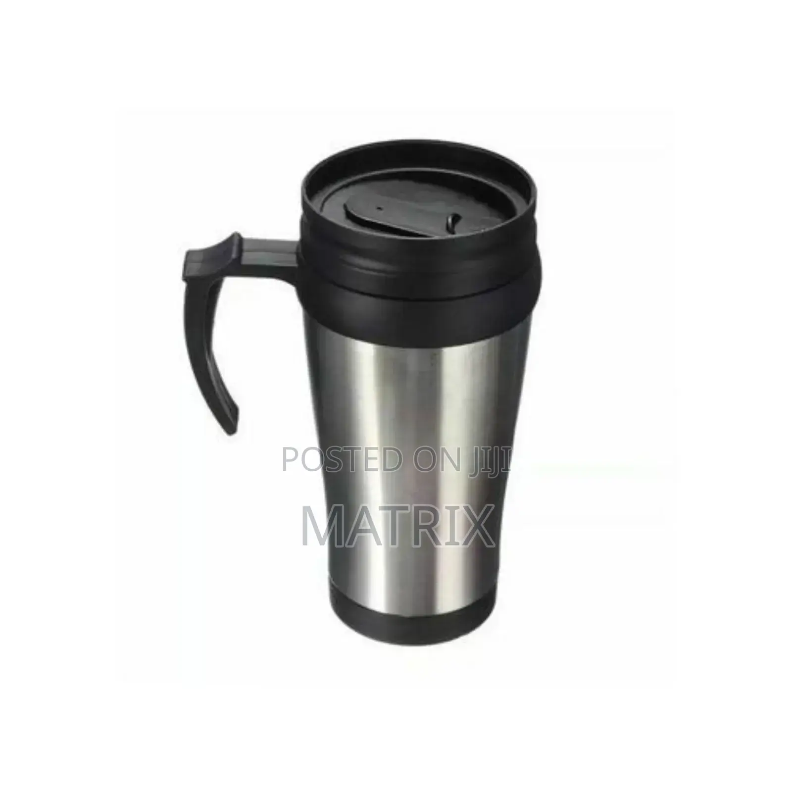 Stainless Steel Travel Car Mug With Handle - Silver
