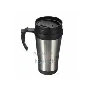 Stainless Steel Travel Car Mug With Handle - Silver