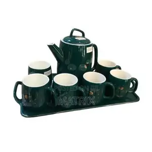 Ceramic Coffee Set of 8 Pcs, Tea/Coffee Cups, Tray Tea Pot