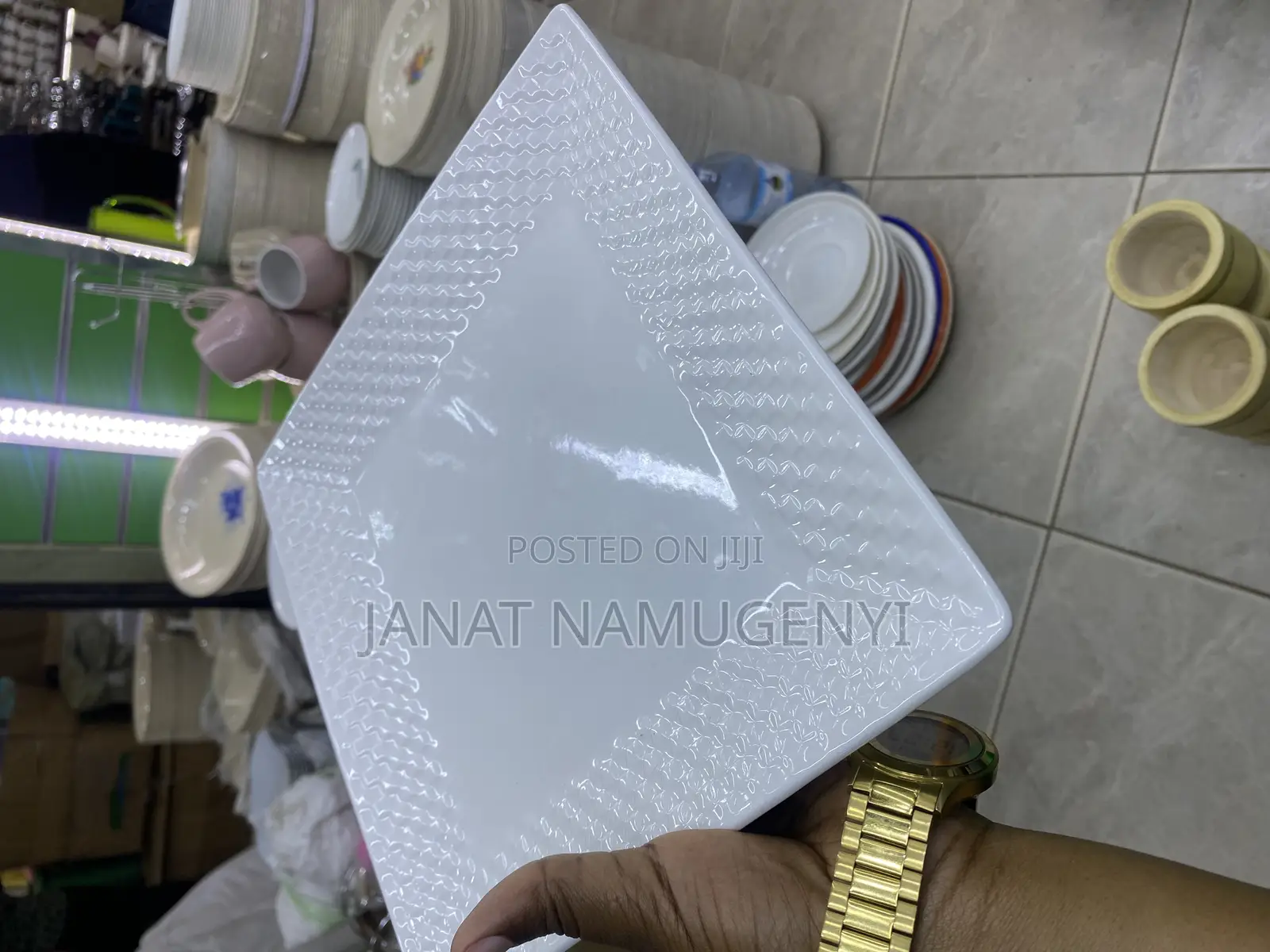Plain White Square Dinner Plates 12 Pieces