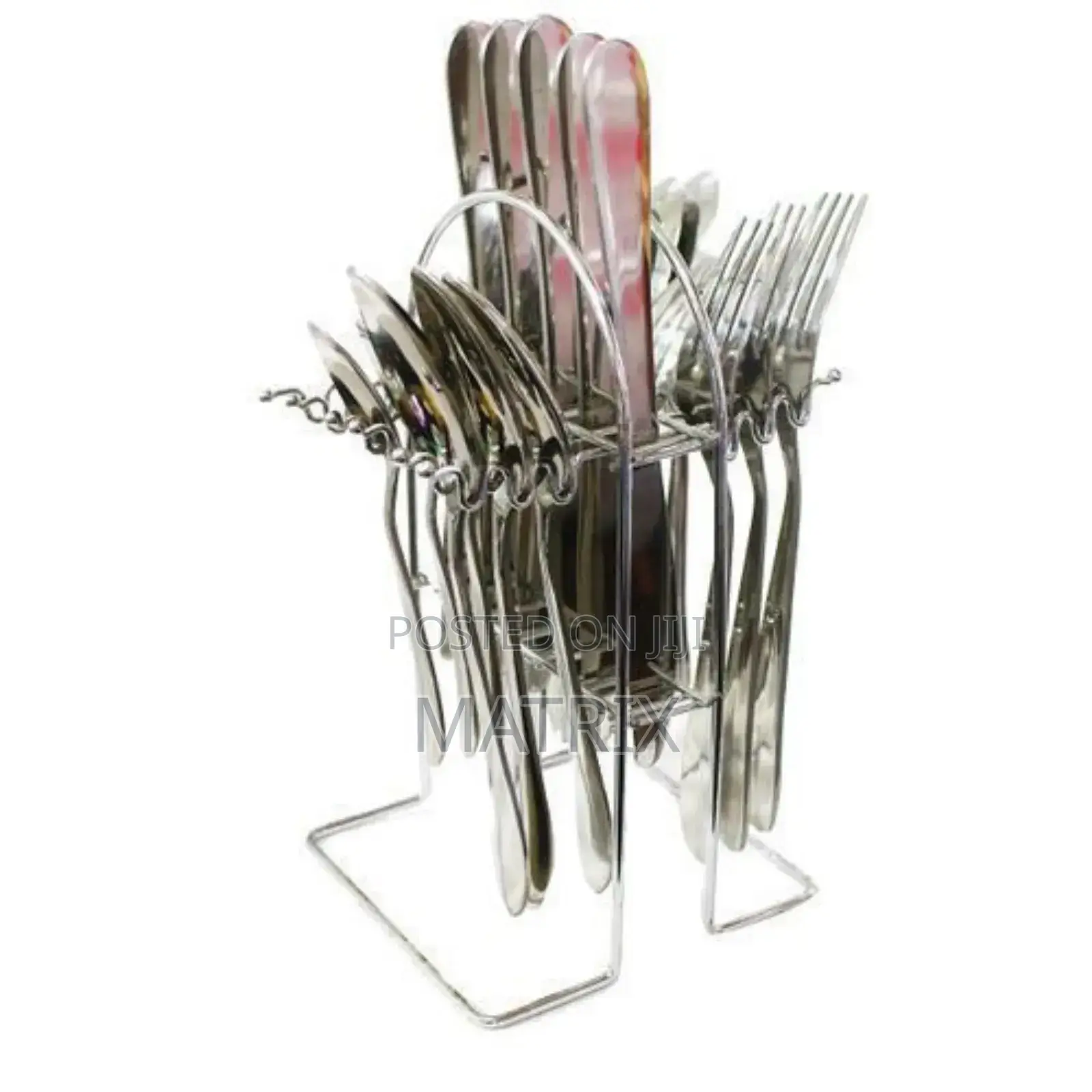 24 Pieces Stainless Steel Cutlery With a Stand - Silver