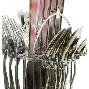 24 Pieces Stainless Steel Cutlery With a Stand - Silver