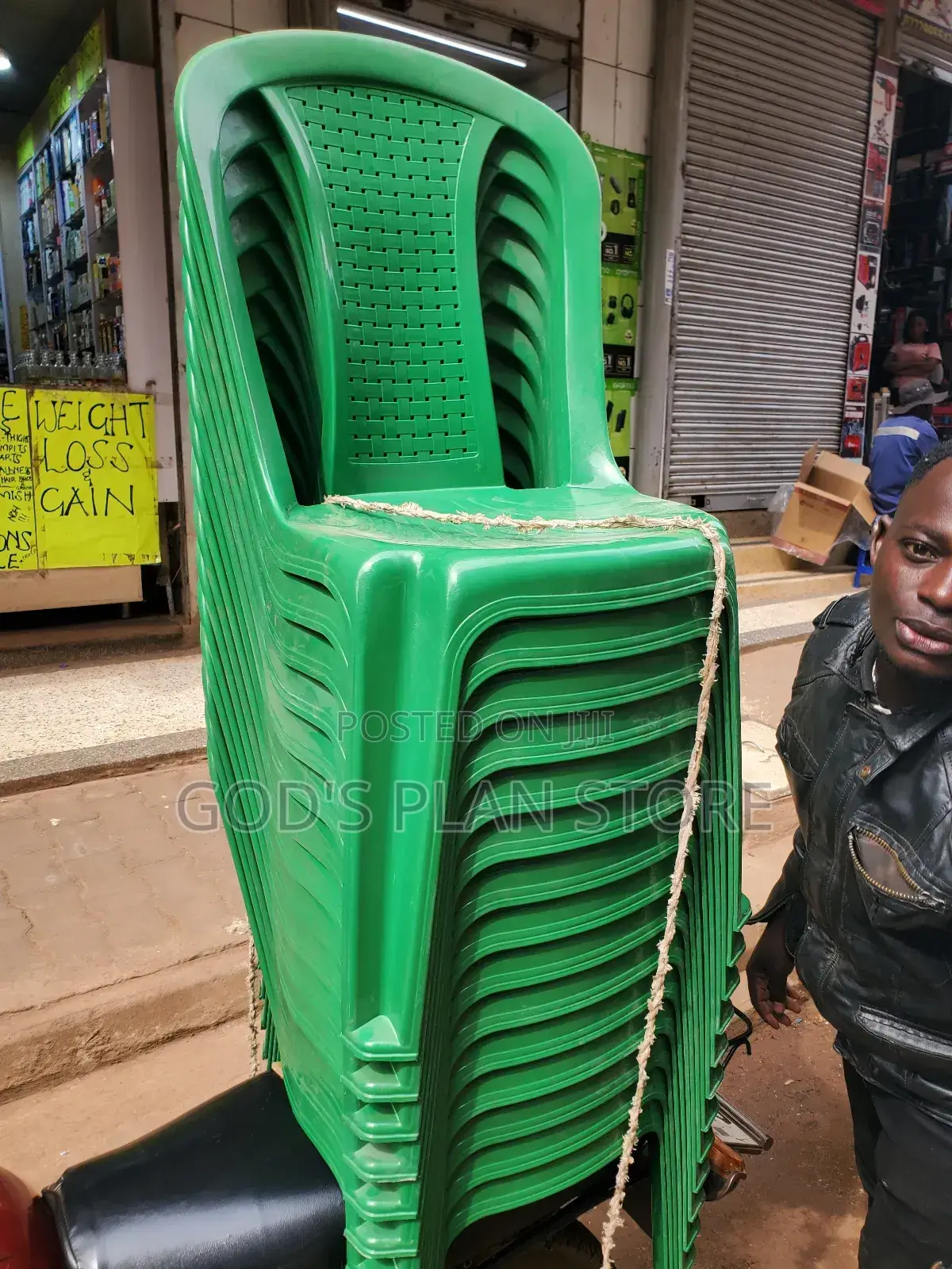 Armless Lida Plastic Chairs (Green)