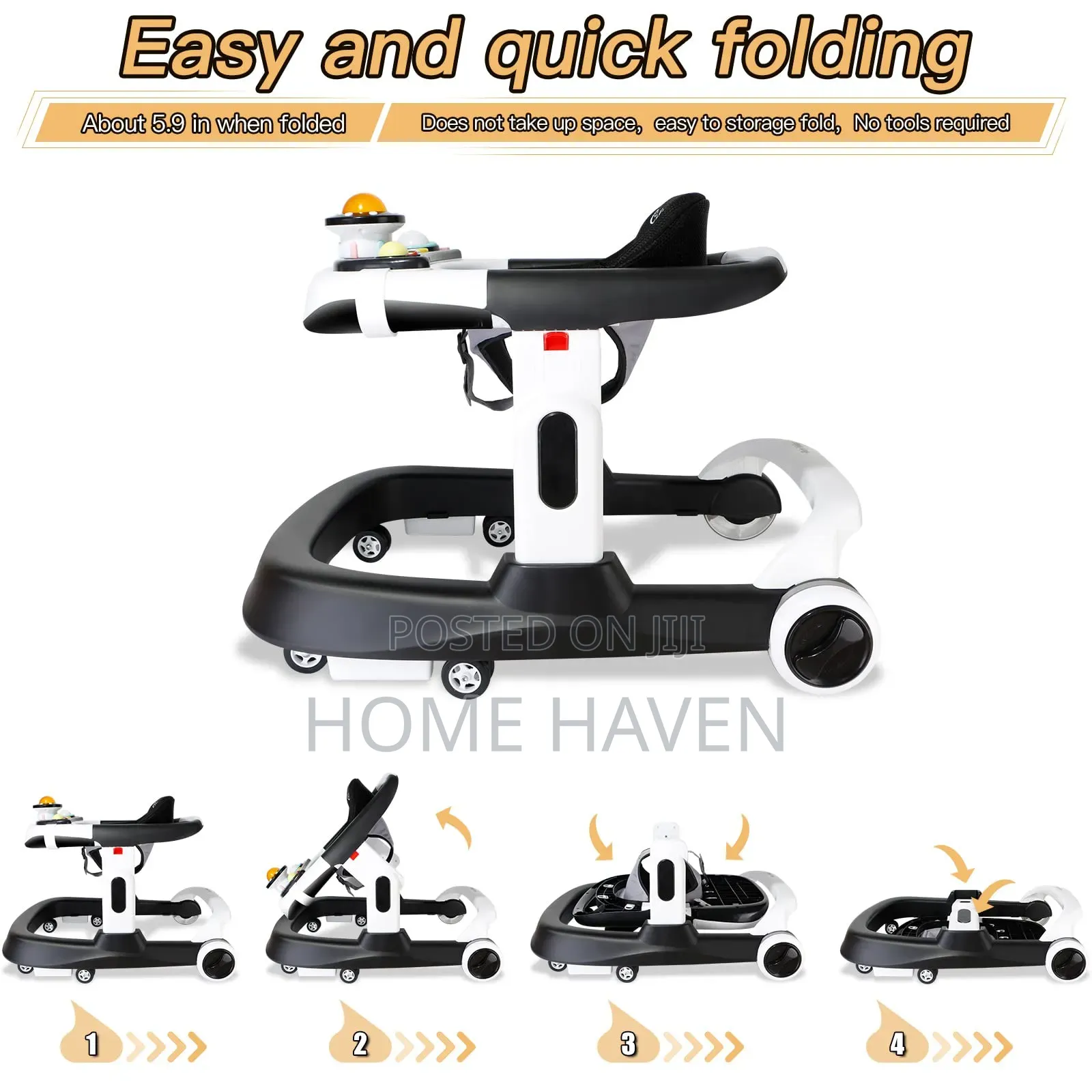 Multiposition Adjustable Foldable Baby Walker