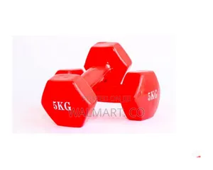 A Pair of Vinyl Coated 5kg Dumbbell Set -Red
