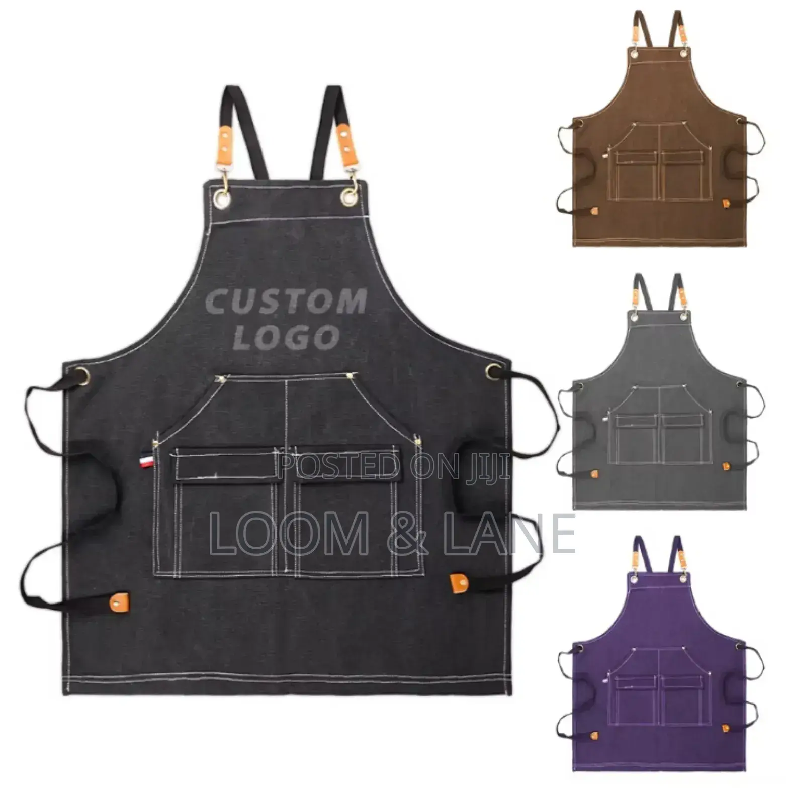 Heavy Duty Waxed Canvas Apron With Leather Straps