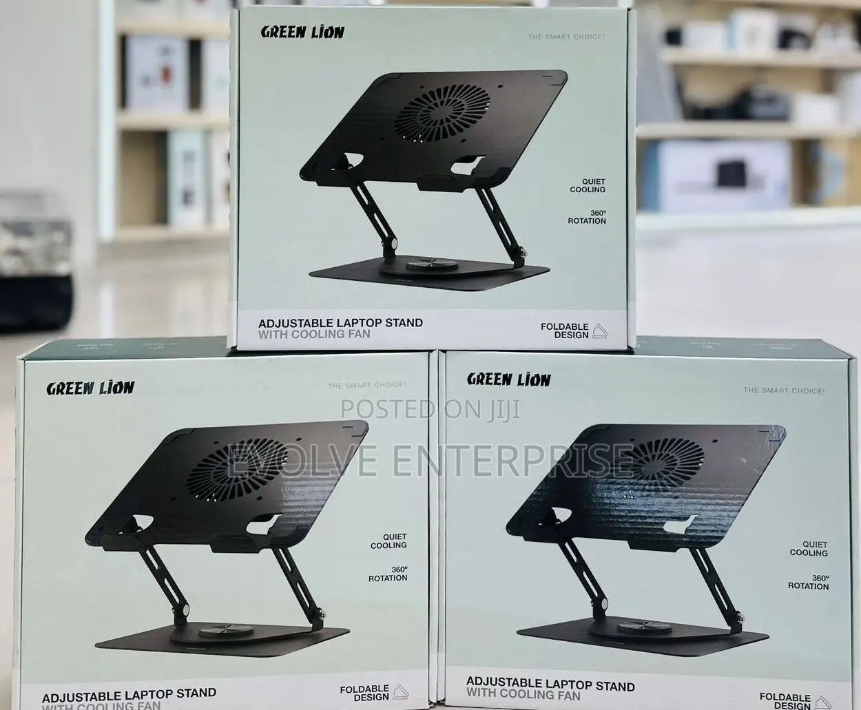 Green Lion Adjustable Laptop Stand With Cooling Fan
