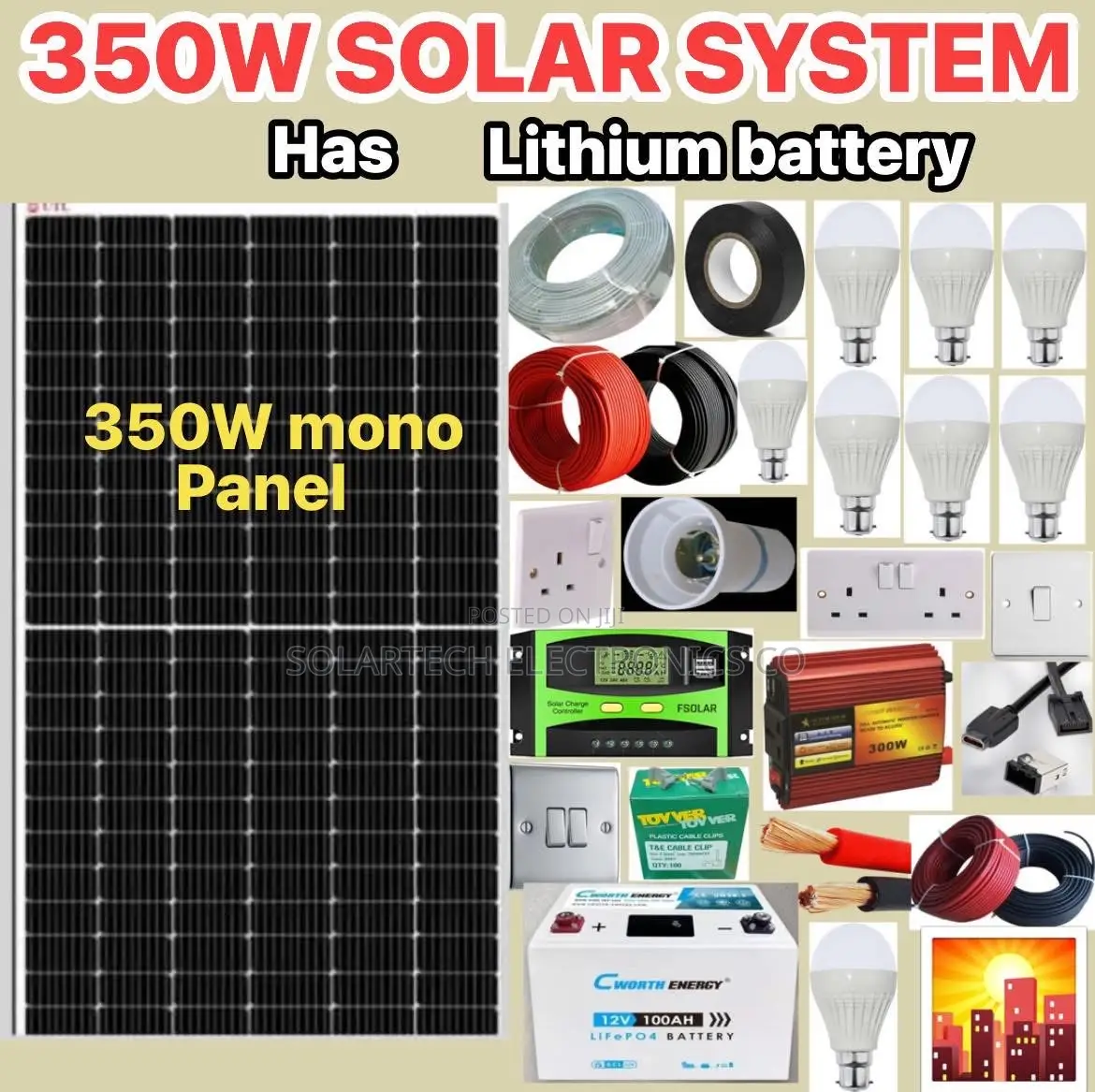 350w Solar System Kit Includes Original Lithium Battery