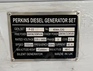 Perkins Generator 20kva, 16kw